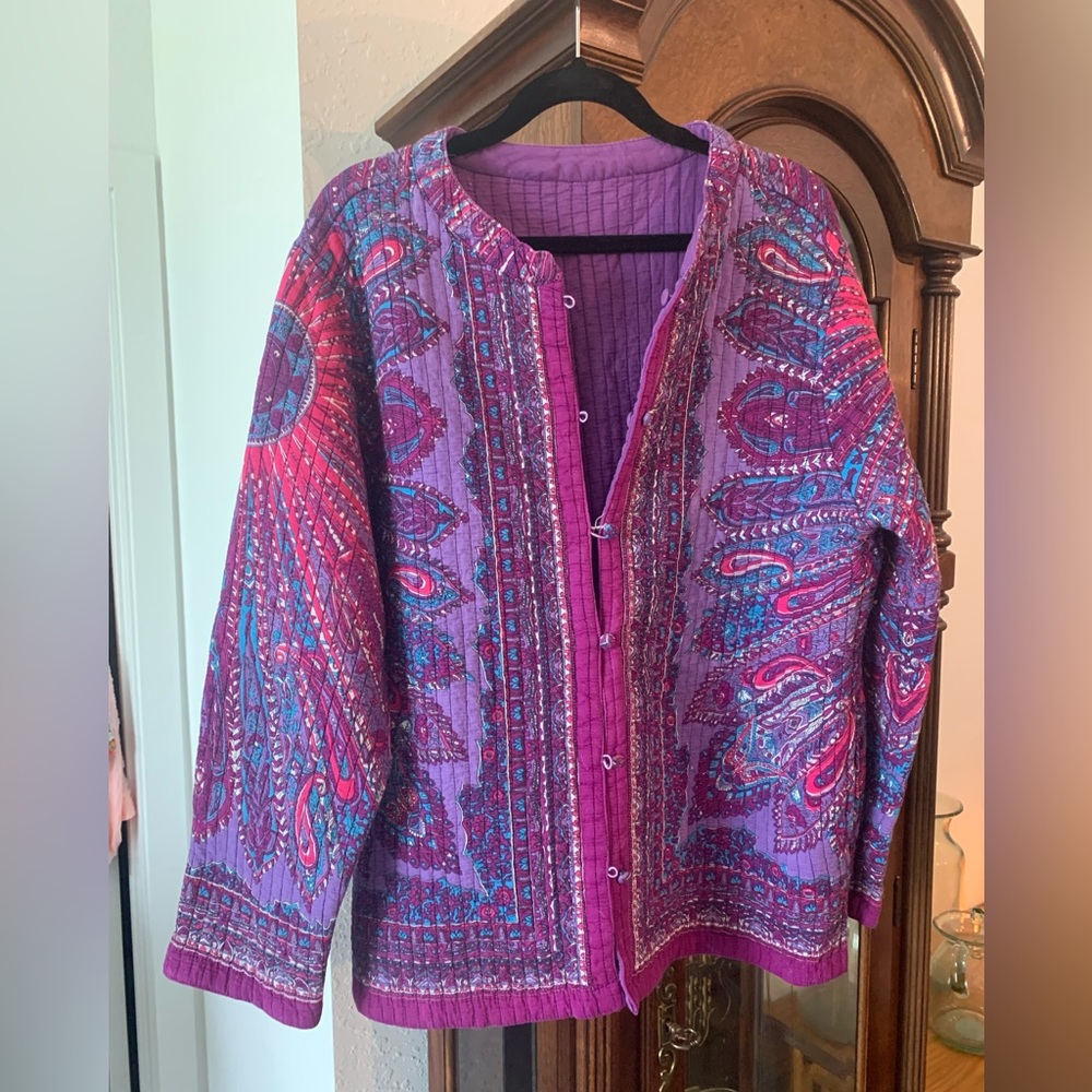 Elegant Boho Purple and Pink KANTHA top